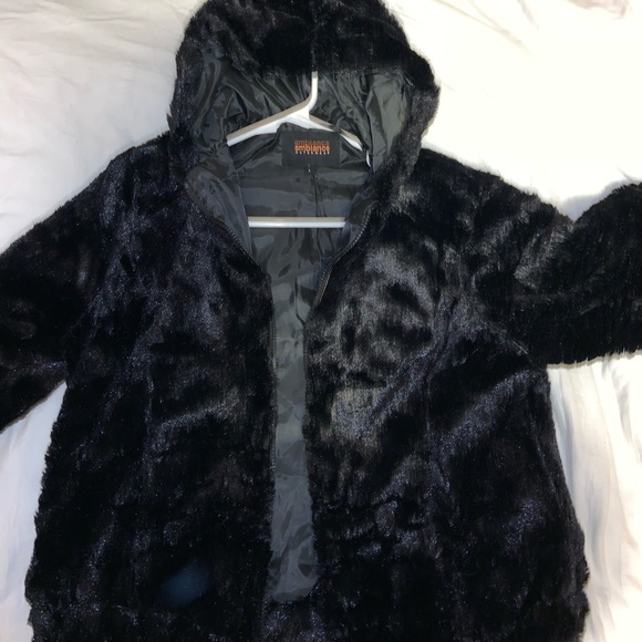 Jackets & Blazers - black fur zip-up jacket